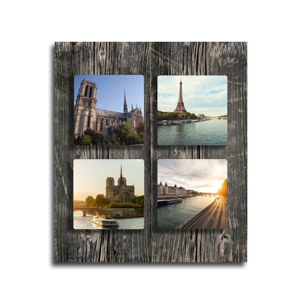 Add your photos to recalimed wood and aluminum old and new together