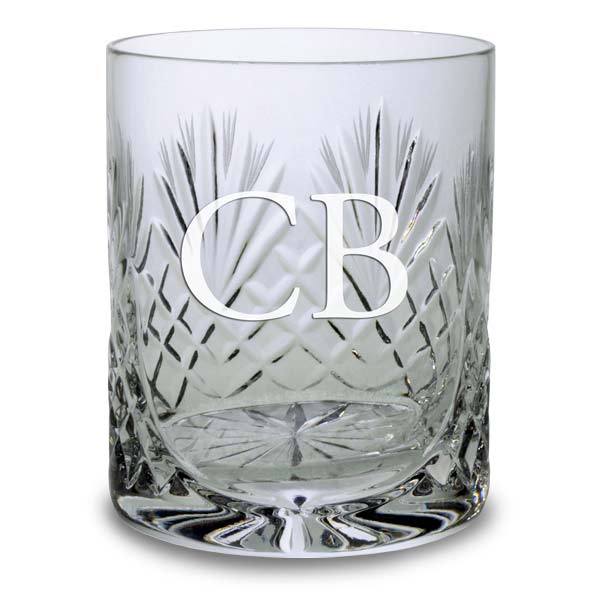 Add a monogram to your own diamond carved crystal spirits glass