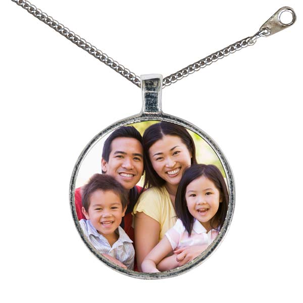 Large circle shape photo necklace with chain
