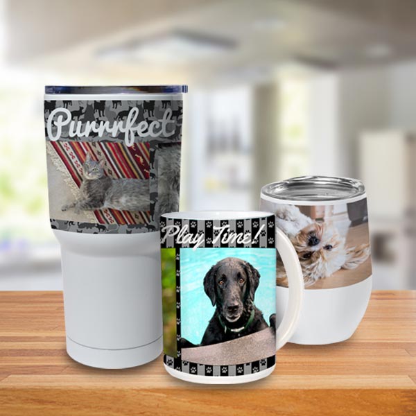 Add your favorite pet photo to a mug or drinkware item and enjoy your pets loving look all morning