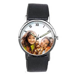 Custom Photo Silver Etched Bezel Watch