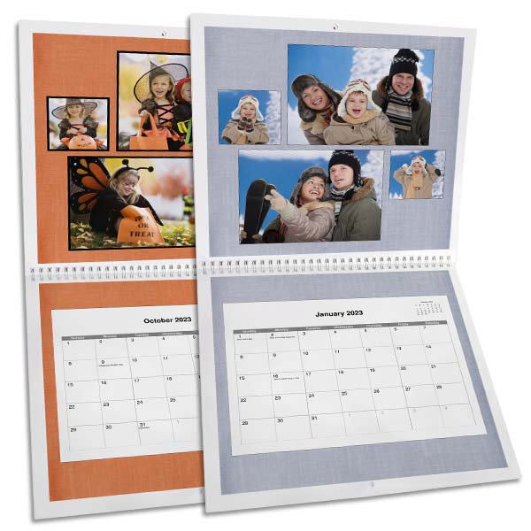 Create a personalized spiral bound calendar for 2023 with RitzPix 12x12 Calendars