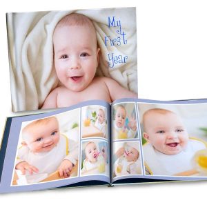 Create a classic size 8x11 photo book with personalized glossy cover