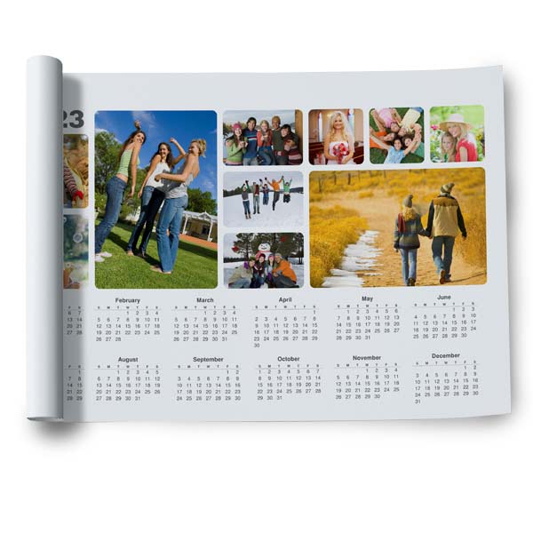 Create a 12x18 year at a glance poster size calendar using your own photos