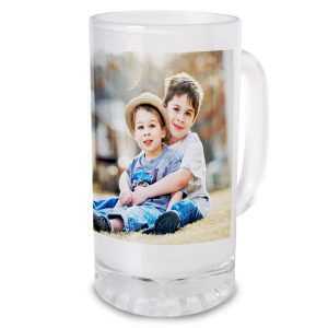 Create the perfect gift for dad to keep his beverage cool with a photo personalized glass stein