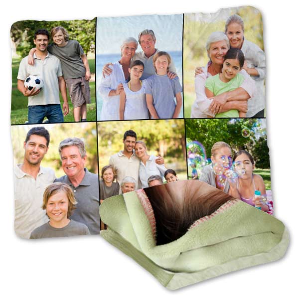 Create your own super soft plush fleece photo collage blanket using your own photos