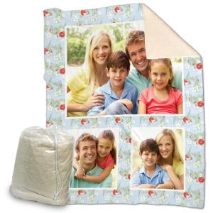 Designer Sherpa Photo Blanket personalized with photos, text and backgrounds