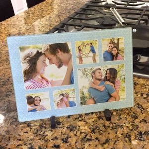 Create your own personalized glass cutting board using one or more of your own photos