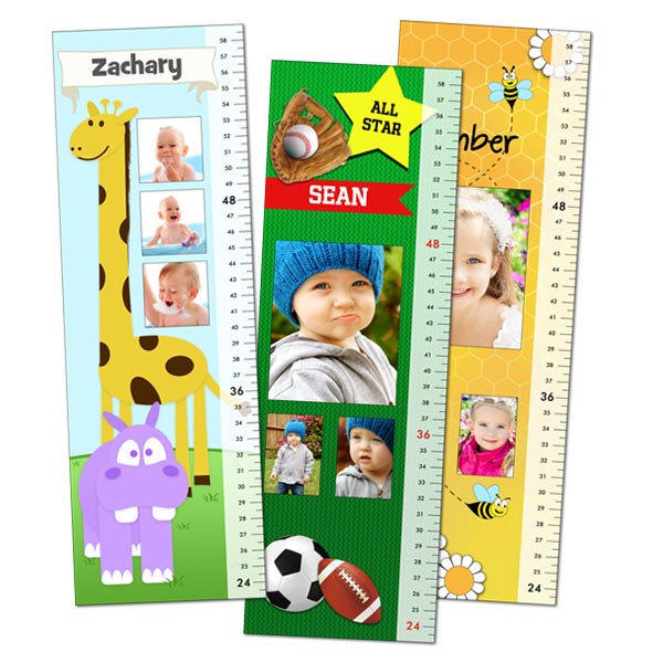 Create a custom growth chart for your child with photos and their own name printed to it, many design options to choose from