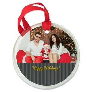 Create a holiday ornament using your best family portrait and wish all happy holidays on a custom ornament