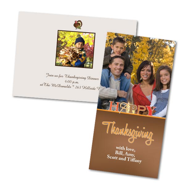 Send a Thanksgiving invitation or wish your family the best on Thanksgiving with a personalized card