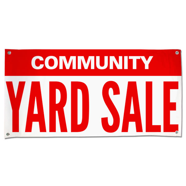 Re-usable pre-made community yard sale banner size 4x2