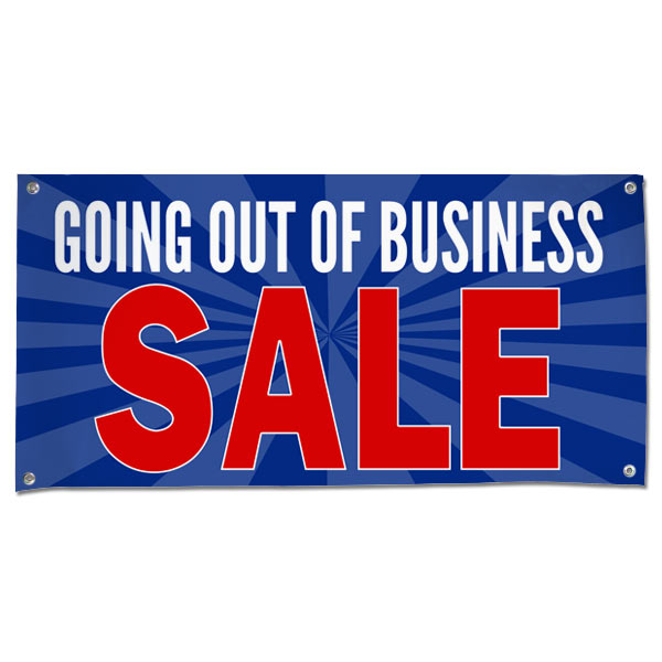 Sell your stuff with Blue Starburst Going out of Business sale banner size 4x2