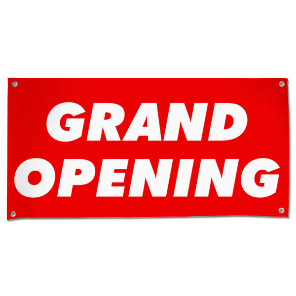 Get your business seen with a large bright red Grand Opening banner for opening day size 4x2