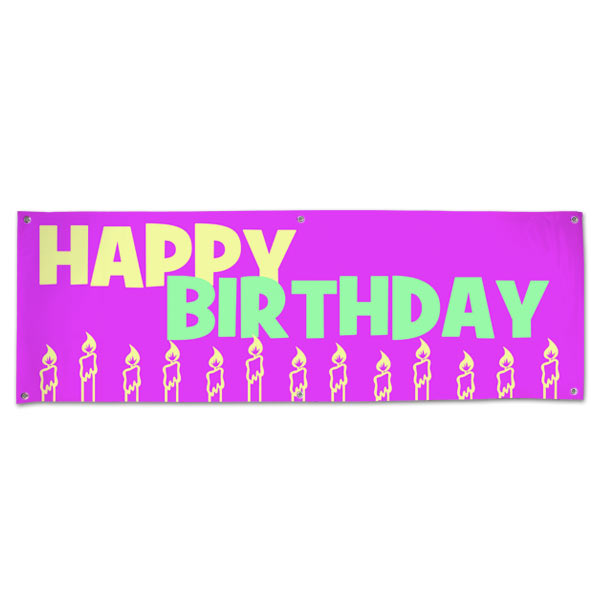Perfect banner for little girls, decorate your party with a pink candle happy birthday banner size 6x2