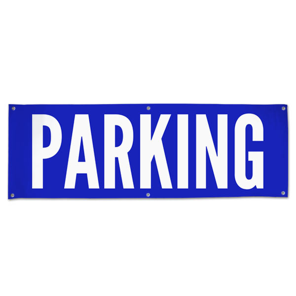 Plan for your event and make sure your guests know to park with an outdoor Parking venue banner size 6x2