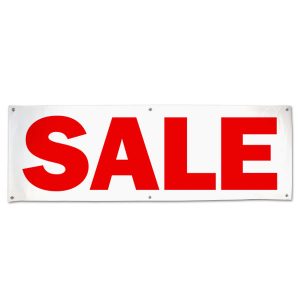 Perfect for a road side business, this indoor outdoor banner announces your Sale message large 6x2