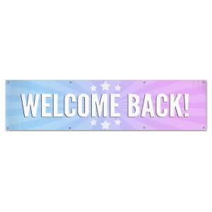 Celebrate the arrival of someone you care about with a welcome back banner perfect for parties and decorations size 8x2