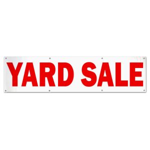 Advertise for your next Garage sale or yard sale with a large banner for all to see size 8x2
