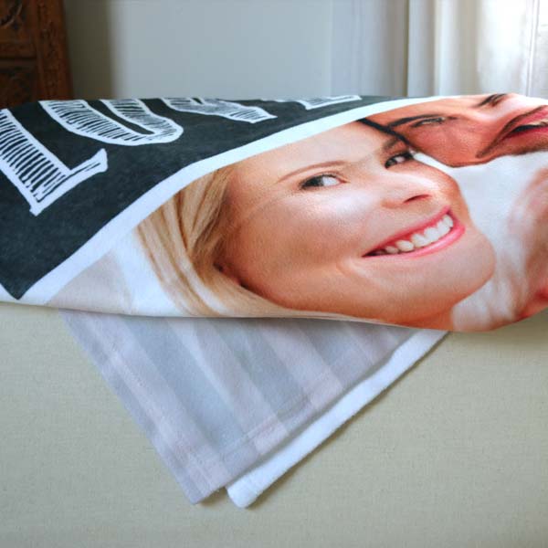 Design your own personalized fleece blanket using pictures and text