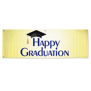 Bright and Happy Graduation banner for your Graduation Party and event
