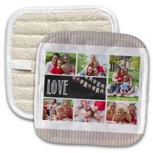 Add one or more photo and create your own custom pot holder for your home