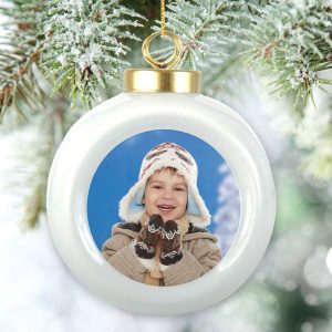 Photo personalized holiday ball ornaments make a great annual gift