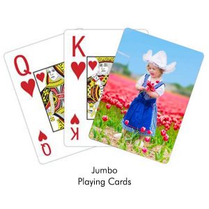 Create custom photo playing cards with jumbo print, easy to read