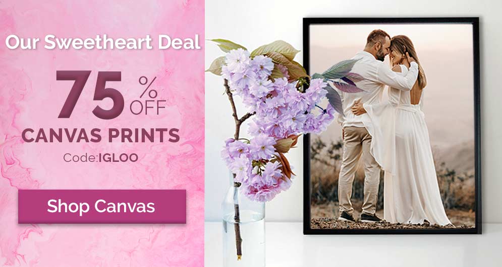 Warm your partners heart with a couple picture printed on canvas for Valentines Day