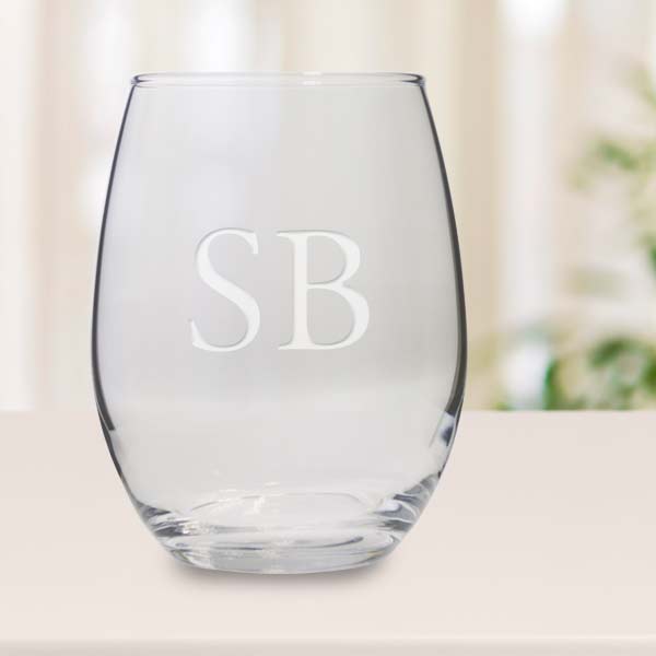 Order wine glasses online etched with your own name or monogram