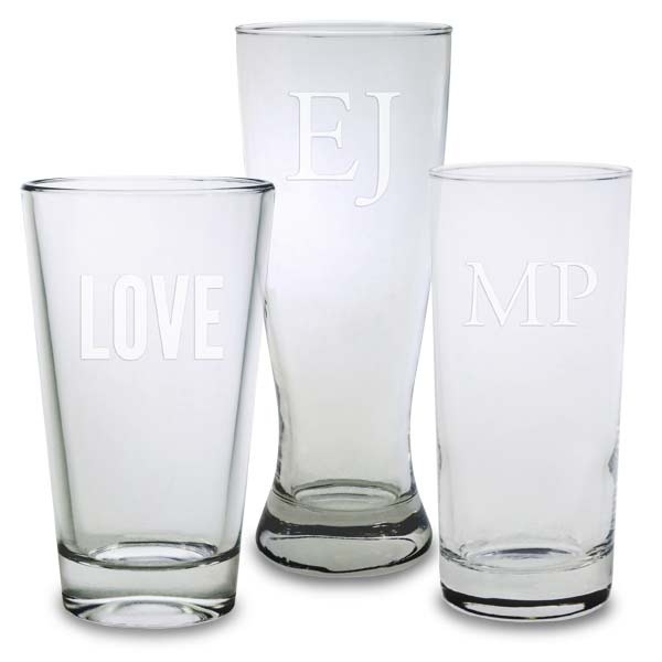 Sandblasted and etched glassware for use in your home, add a monogram