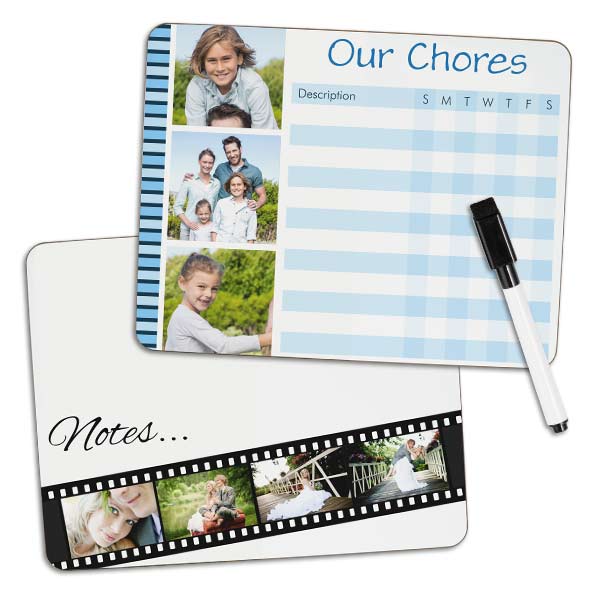 Add photos to your own dry erase note board or chore chart