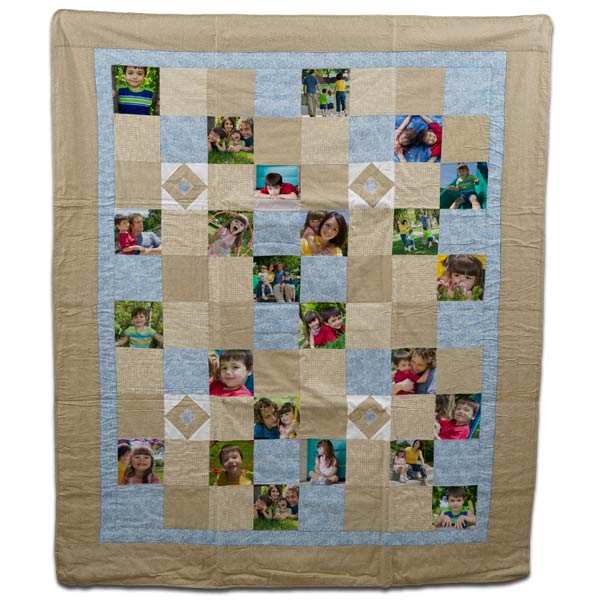Custom stitched photo quilts with photos for your home and family