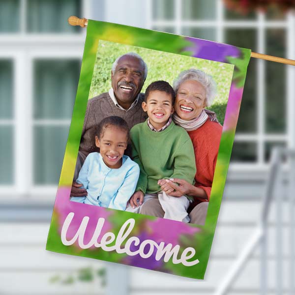Create a personalized welcome for your guests with a photo custom house flag.