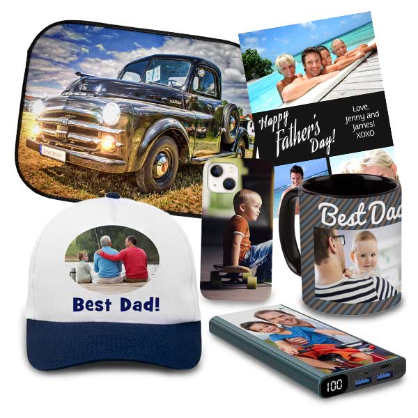 Add a photo and text to create a personal gift Dad is sure to love