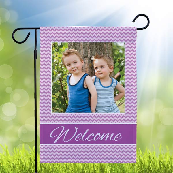 Share your best memories and welcome guests with a personalized garden flag in your yard.