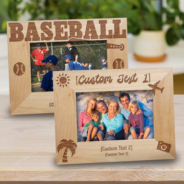 Personalized laser etched wood picture frames for friends, family and events